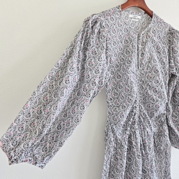 Étoile Isabel Marant Marili Paisley Ruched Blouson-Sleeve Dress Size 36 or US 4 - Picture 6 of 16